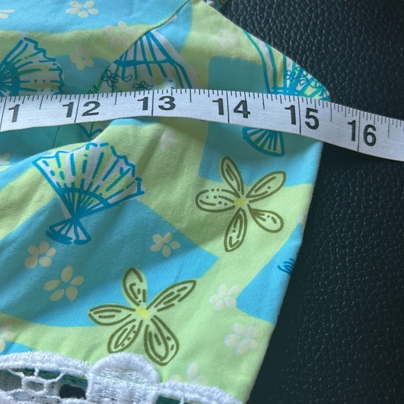 Lilly Pulitzer Peek A Boo Waist Spaghetti Strap Dress Blue Green Lace Sz 0 - Picture 9 of 10